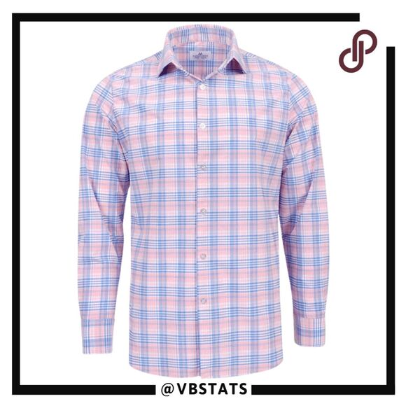 Mizzen+Main Men's The Savannah Plaid Button Down Shirt Pink Blue Size Large - Picture 1 of 12